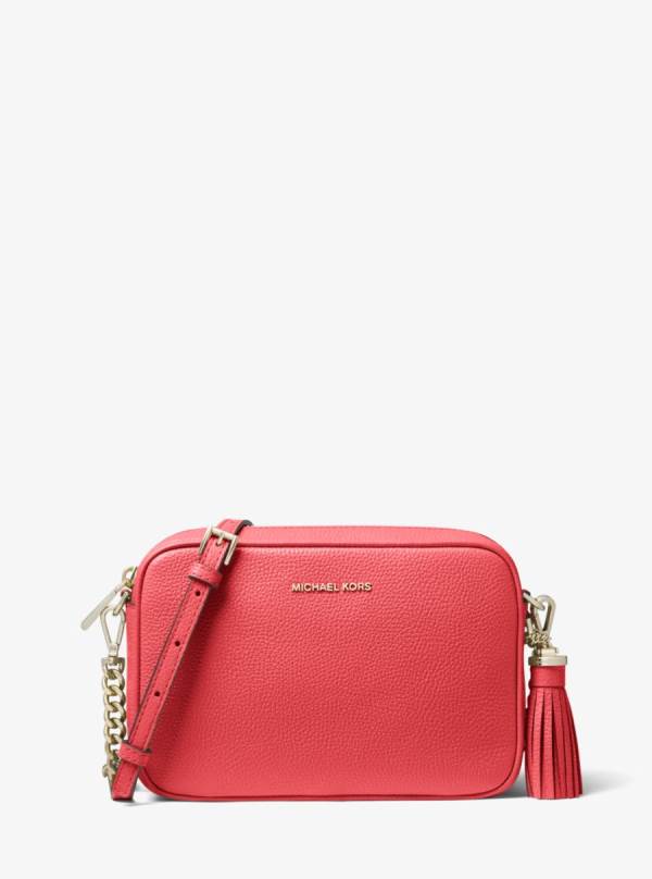 Damske Crossbody Kabelka Michael Kors Ginny Medium Pebbled Leather Svetlo Červené - Kabelky Michael Kors Lacne | MKRFW-6174